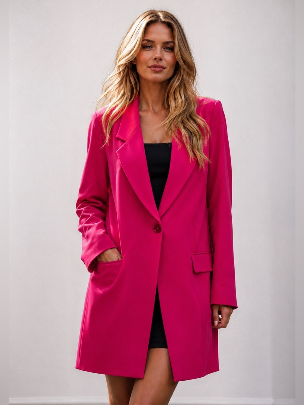 Pinko Hot Pink Oversized Power Blazer Quiet Luxury Barbiecore Jacket Event Luxe